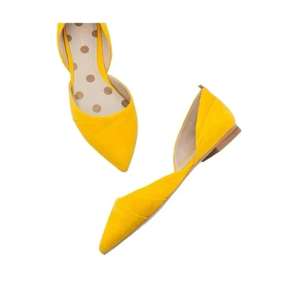 BODEN | Women's Henrietta Suede Pointed Toe D'Orsay Yellow Flats Size 38.5 - Picture 4 of 8